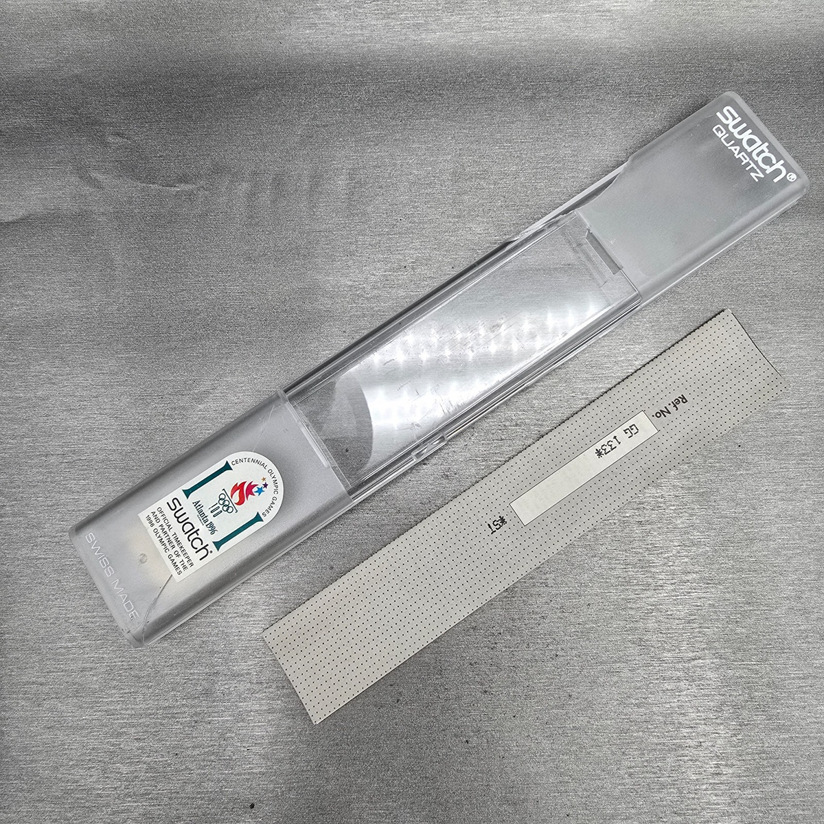 Swatch Tai Sun Watch Men 34mm Silver Dial Green Case GG133 New Battery NOS20