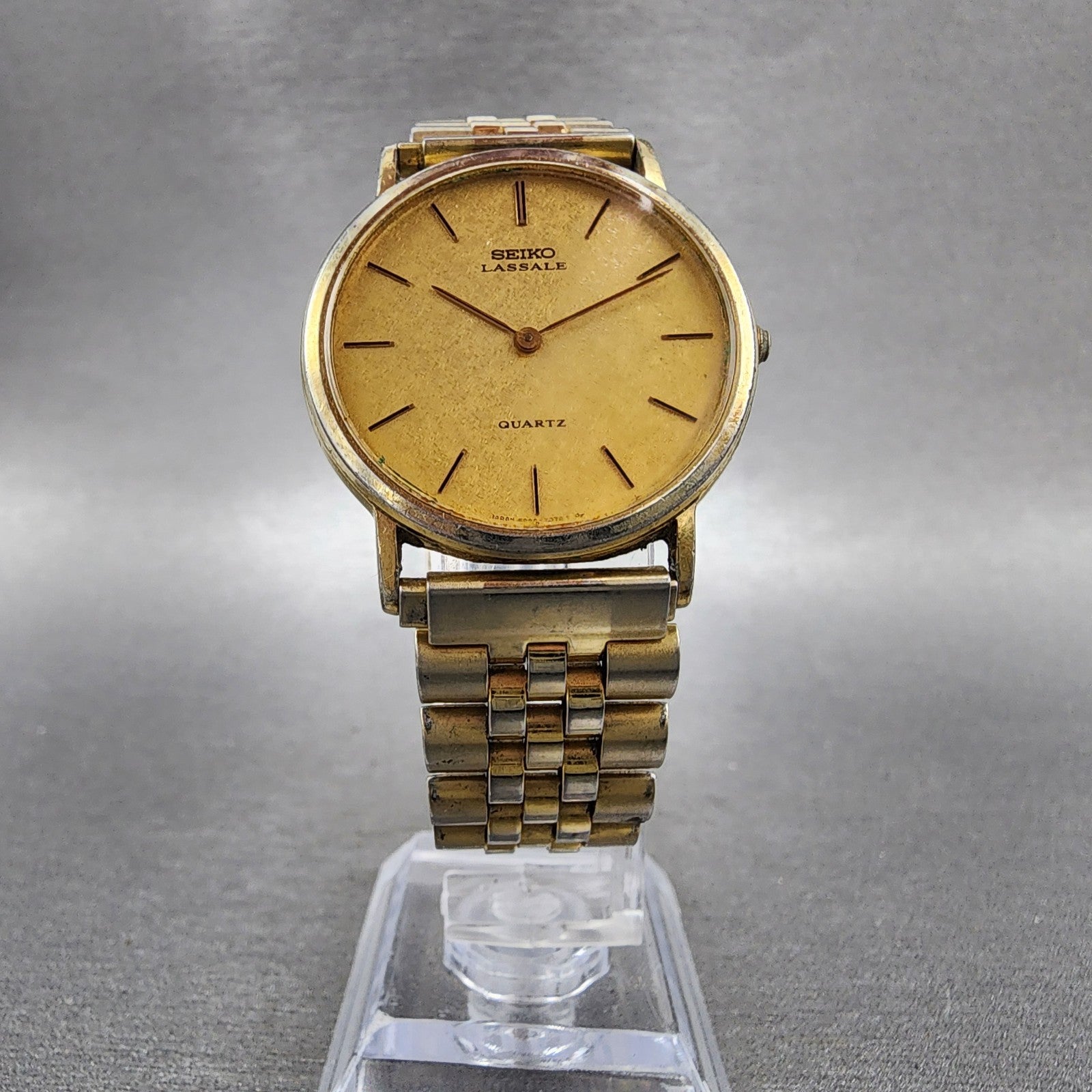 Seiko Lassale Watch Men 32mm Champagne Dial Gold Tone Round 59307049 PARTS6