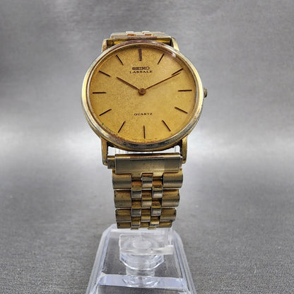Seiko Lassale Watch Men 32mm Champagne Dial Gold Tone Round 59307049 PARTS6