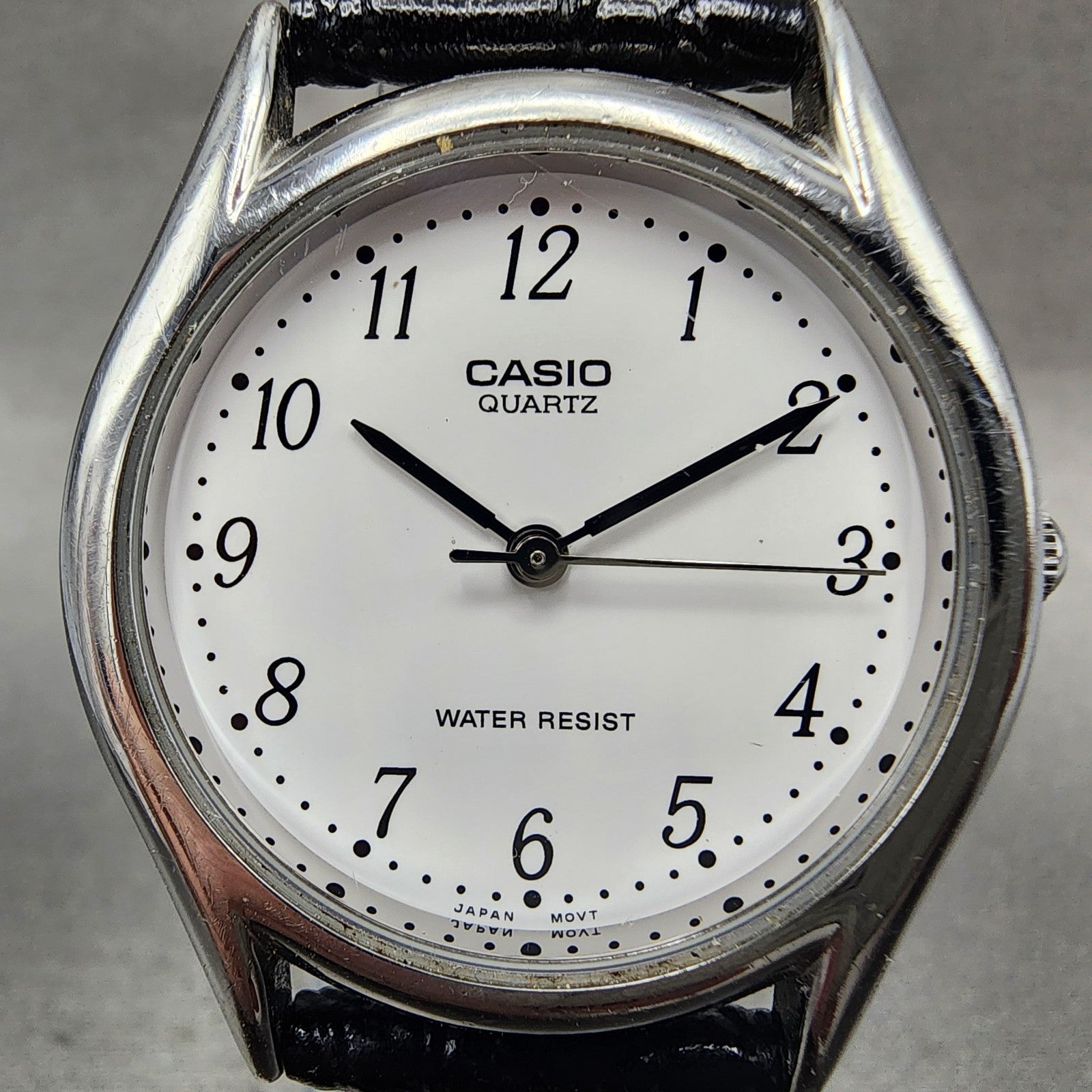 Casio Watch Men 37mm White Dial Silver Tone Round MTP1239DJ New Battery1