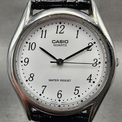 Casio Watch Men 37mm White Dial Silver Tone Round MTP1239DJ New Battery1