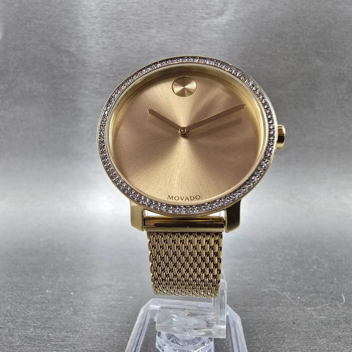Movado Bold Shimmer Watch Women 34mm Gold Dial Gold Round 3600151 New Battery5