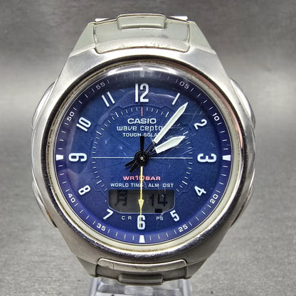 Casio WVA-430J Watch Men 3mm Blue Dial Silver Alarm Chrono WaveCeptor PARTS0