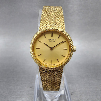 Seiko Watch Women 20mm Champagne Dial Gold Tone Round 2y000330 New Battery0