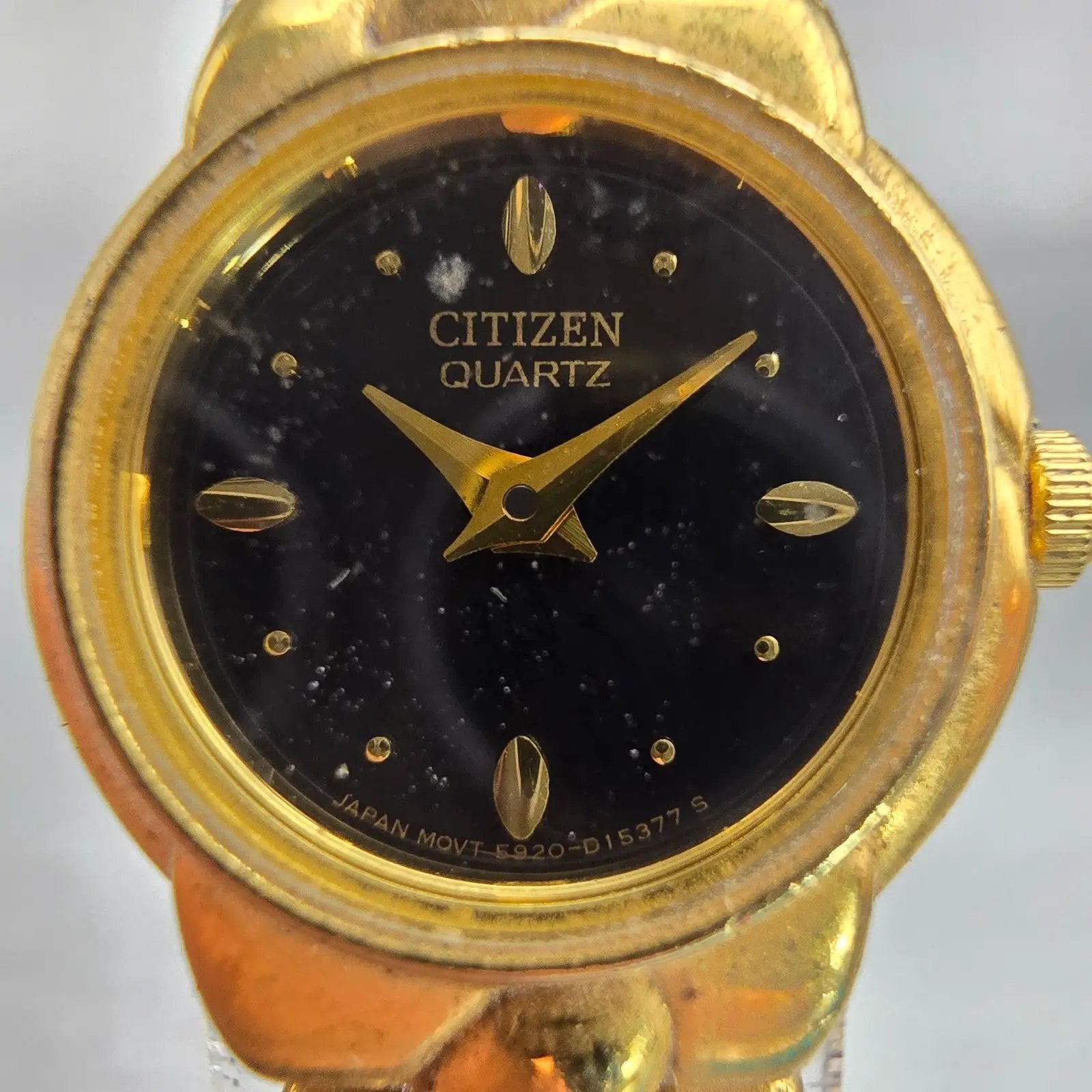 Citizen Watch Women 19mm Black Dial Gold Tone Round 5920-S95692 New Battery VTG1