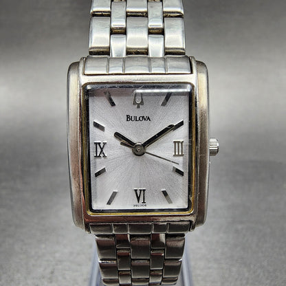 Bulova Tank Watch Women 22mm Silver Dial Steel Rectangle 96L006 New Battery0