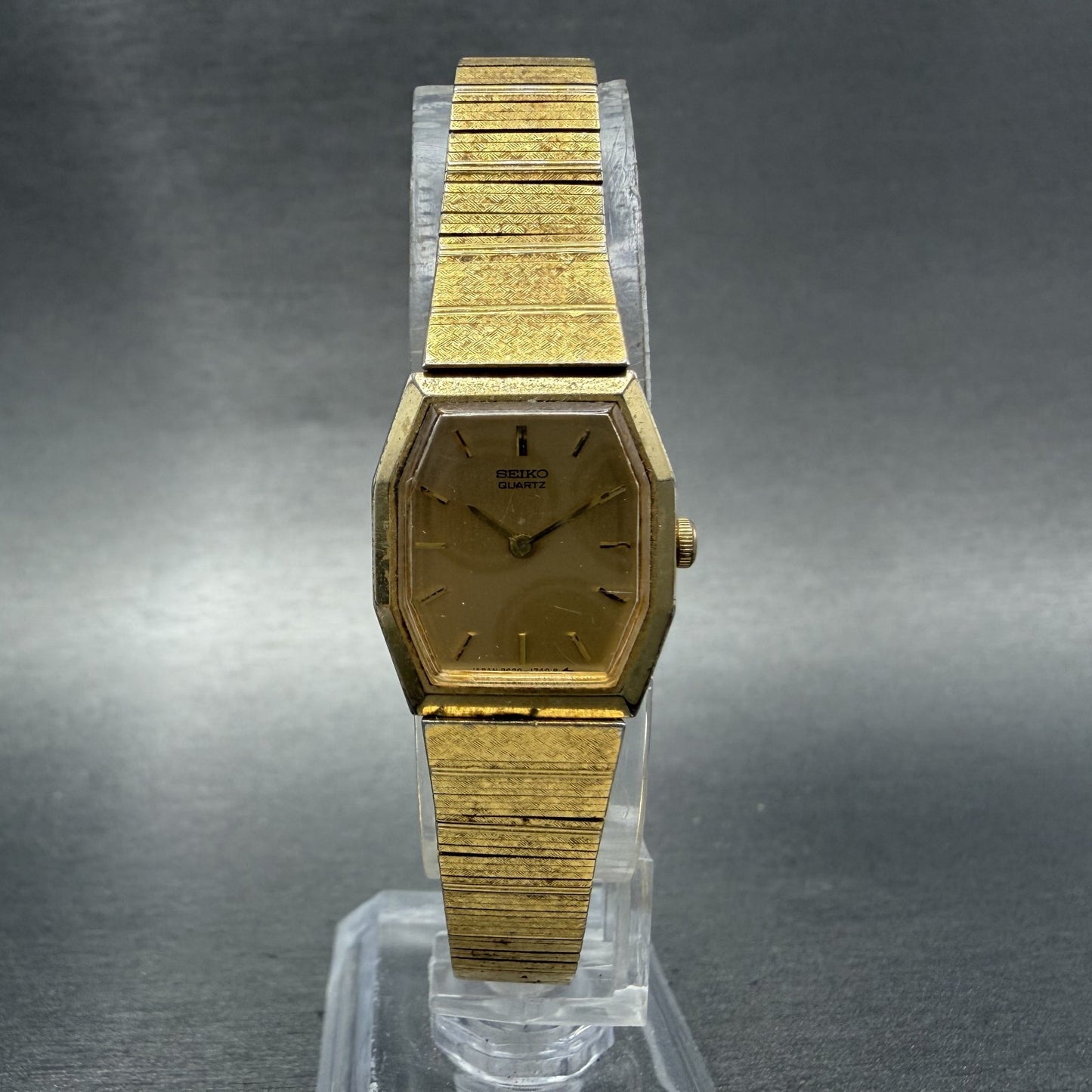 Seiko Watch Women 18mm Gold Dial Gold Tone Octagon 2C205840 New Battery VTG5