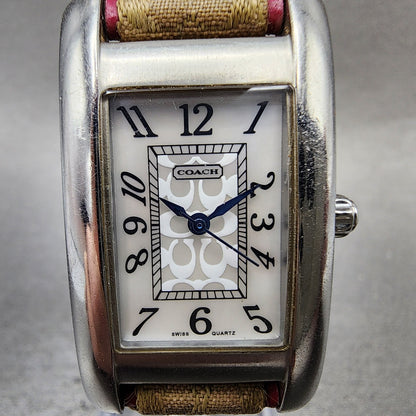 Coach Lexington Tank Watch Women 23mm MOP Dial Silver Tone Rectangle New Battery1