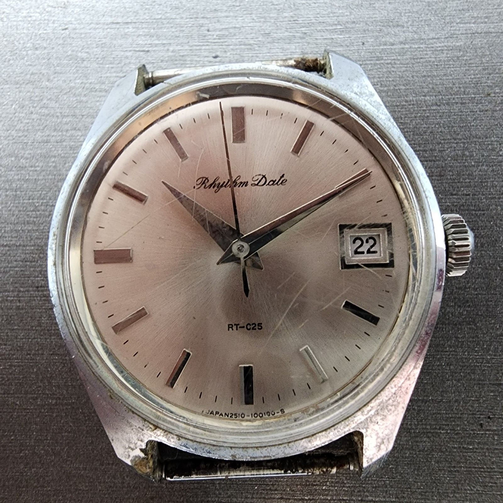 Citizen Rhythm Date Manual Watch Men 33mm Silver Dial Silver Tone Date Runs1