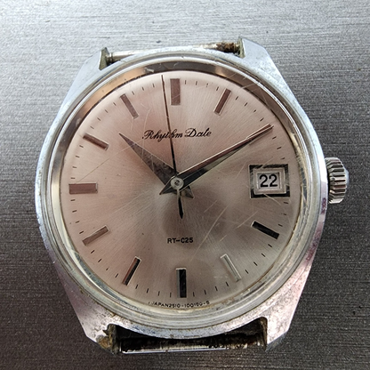 Citizen Rhythm Date Manual Watch Men 33mm Silver Dial Silver Tone Date Runs1