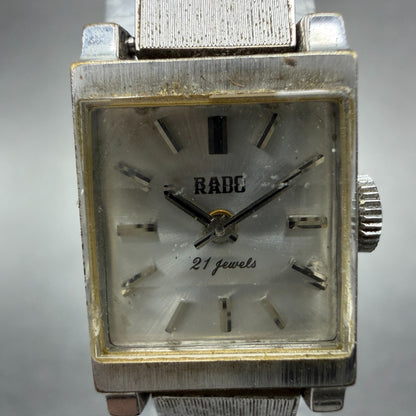 Rado Tank Watch Women 16mm Silver Dial Silver Tone Rectangle Manual Wind Runs1