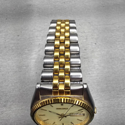 Seiko President Watch Men 36mm Cream Dial Two Tone Daydate 7N43-8111 New Battery6