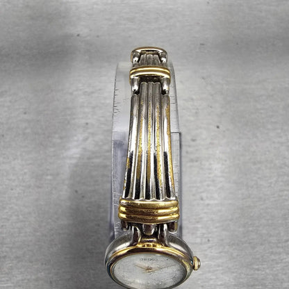 Seiko Watch Women 20mm White Dial Two Tone Round V400-1229 New Battery Vintage4
