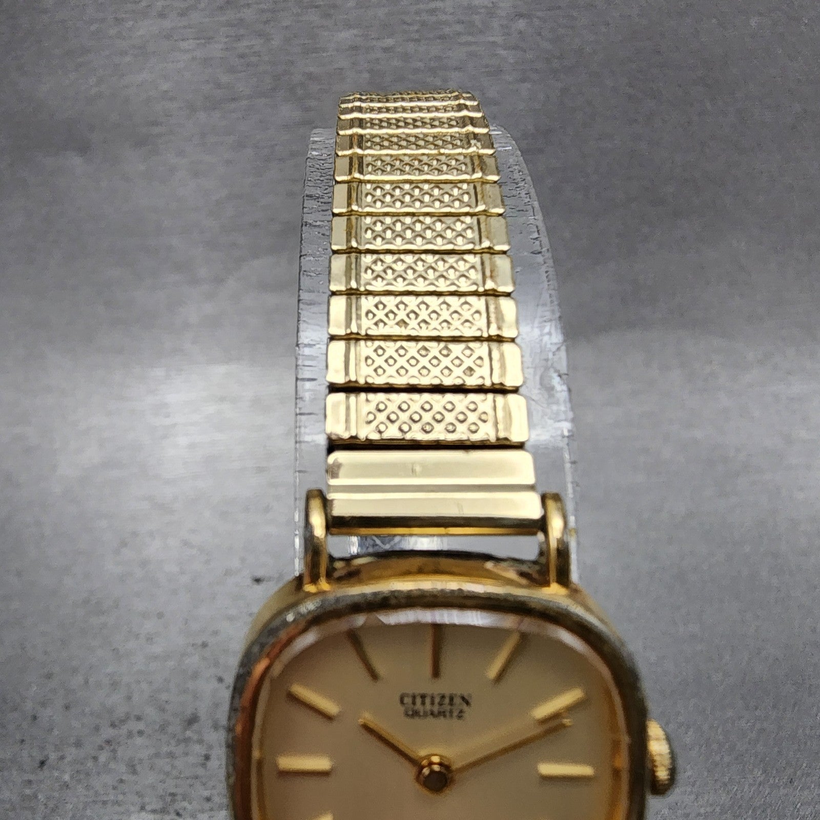 Citizen CQ Watch Women 20mm Gold Dial Gold Tone Rectangle New Battery VTG4