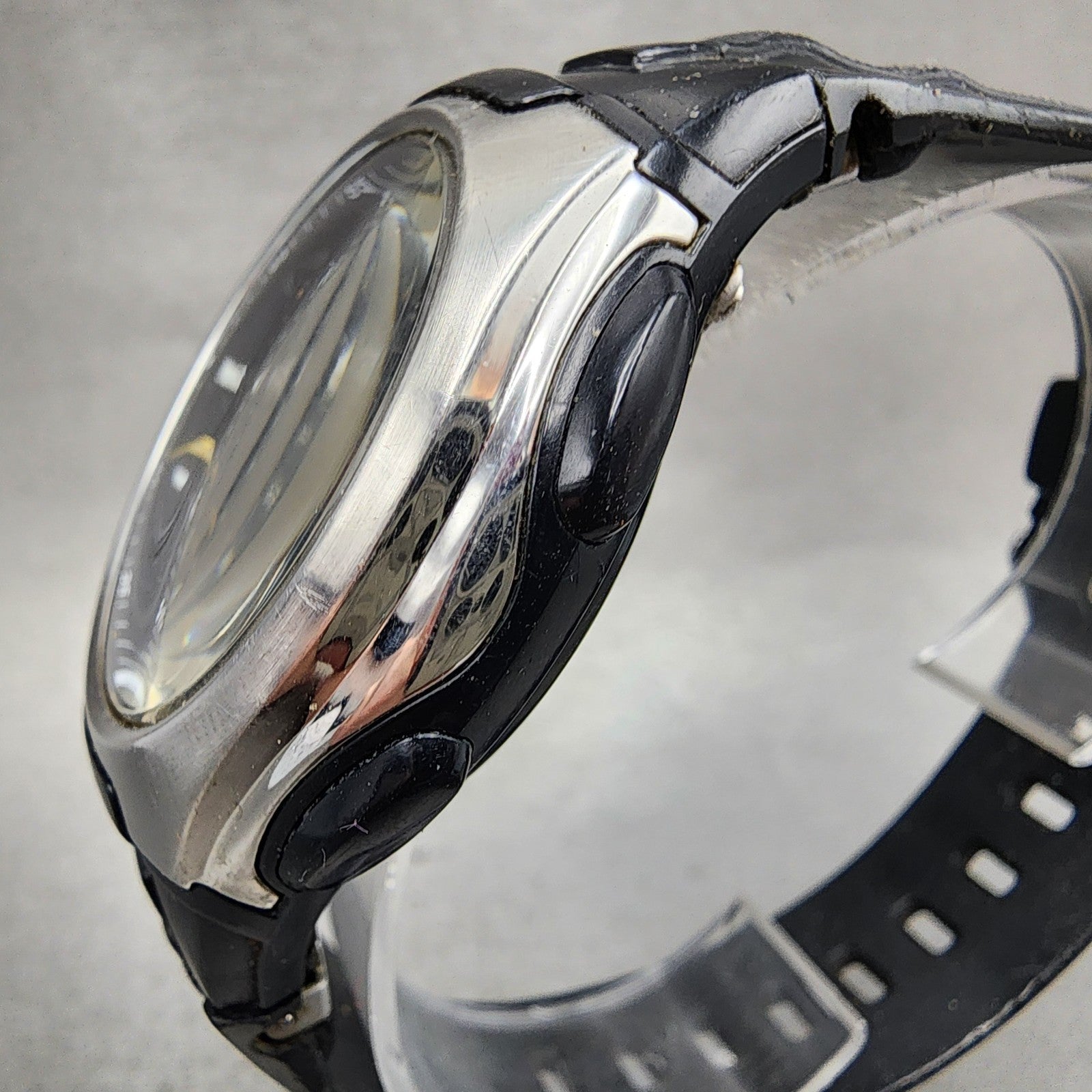 Casio Wave Ceptor Watch Men 43mm Black Dial Silver Tone Analog Digital  Solar AB2