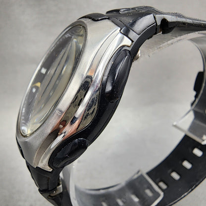 Casio Wave Ceptor Watch Men 43mm Black Dial Silver Tone Analog Digital  Solar AB2