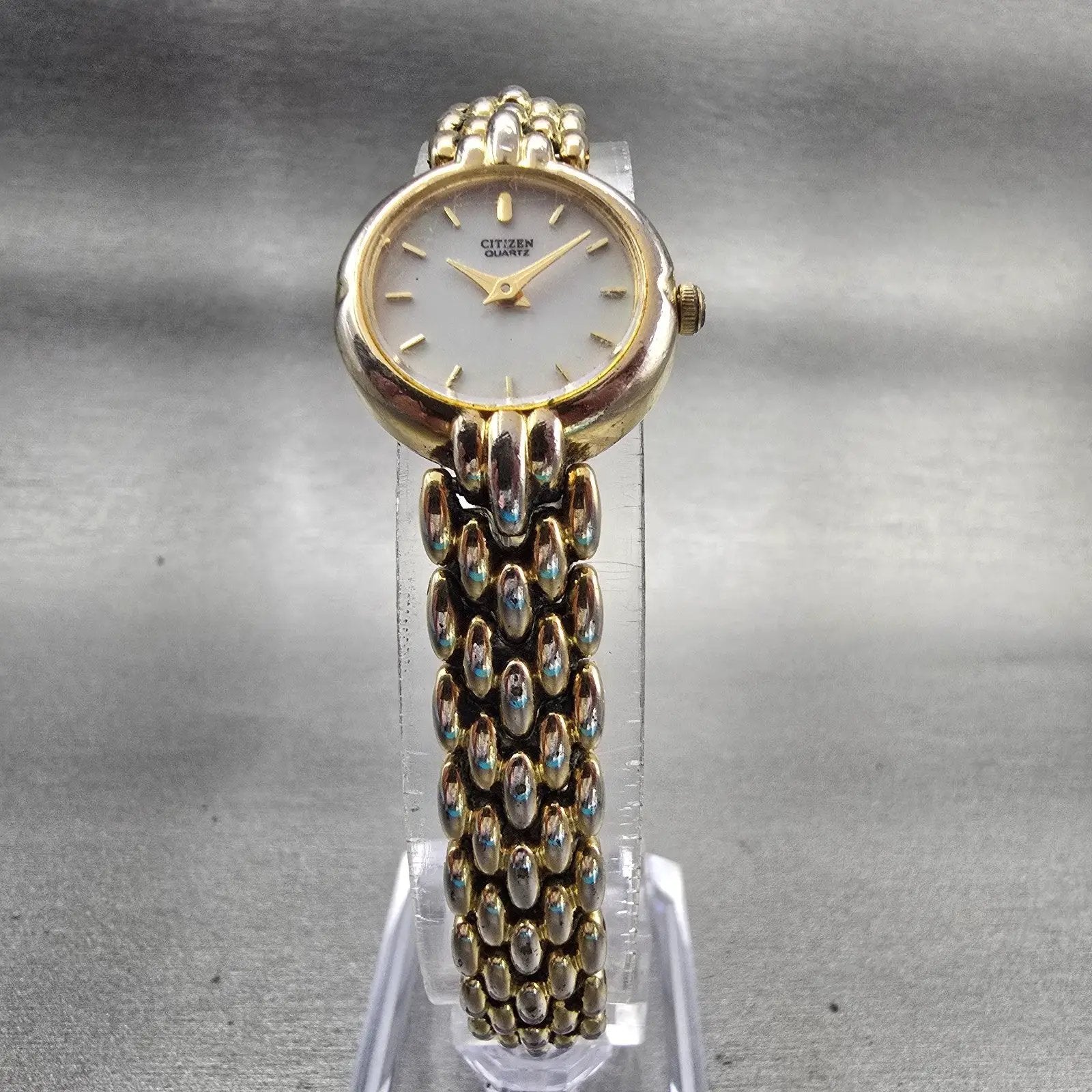 Citizen Watch Women 20mm MOP Dial Gold Tone Round 3220-S36513 New Battery VTG5