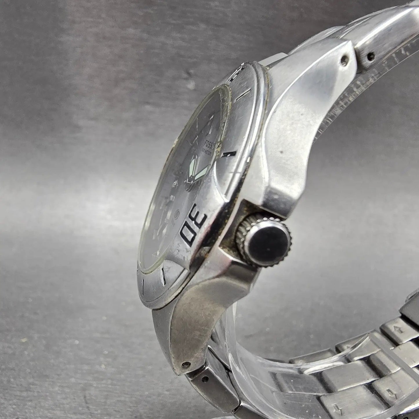 Fossil Blue Dive Watch Men 40mm Silver Dial Silver Tone Date AM-3723 New Battery2