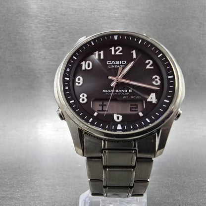 Casio Lineage Watch Men 40mm Black Dial Titanium Analog Digital Solar Runs JDm5