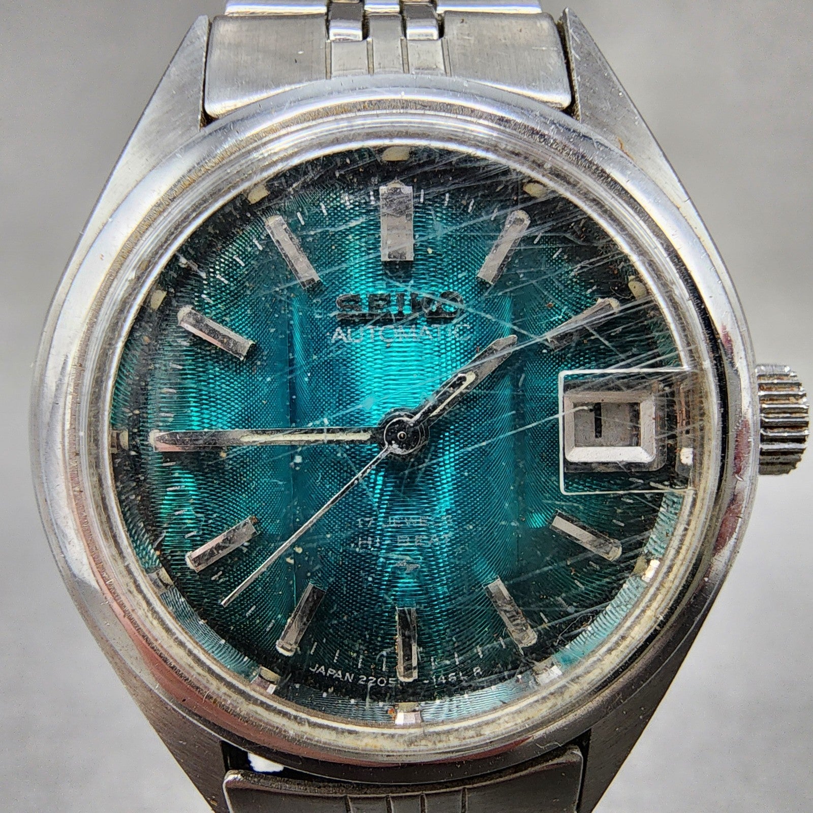 Seiko Automatic Watch Women 24mm Green Dial Silver Tone Date 22050990 PARTS2