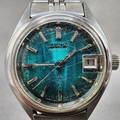 Seiko Automatic Watch Women 24mm Green Dial Silver Tone Date 22050990 PARTS2