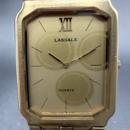 Seiko Lassale Tank Watch Men 25mm Champagne Dial Gold 2F50-5669 New Battery NOS1