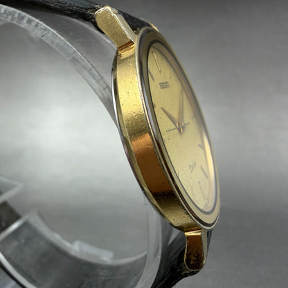 Seiko Dolce Watch Men 31mm Champagne Dial Gold Tone Round 9531-6020 New BatteryA3
