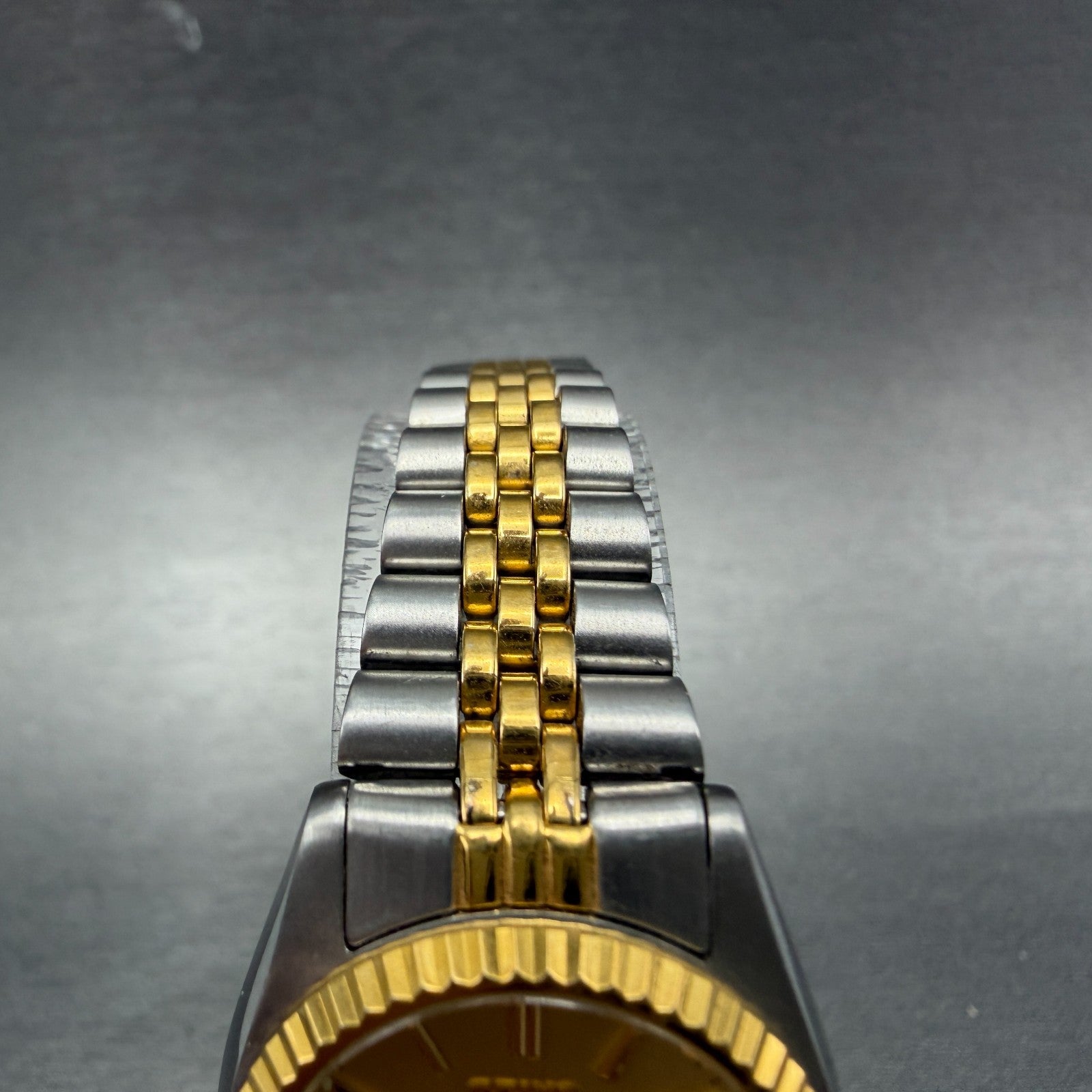 Seiko Watch Women 24mm Gold Dial Two Tone Daydate Round 7n83-0041 New Battery 784