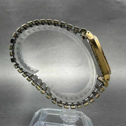 Seiko Tank Watch Men 28mm Gold Dial Gold Tone Rectangle 7N33-5028 New Battery 768