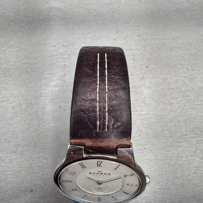 Skagen Watch Men 34mm White Dial Silver Tone Round 433LSL1 READ!!!!! New Battery4