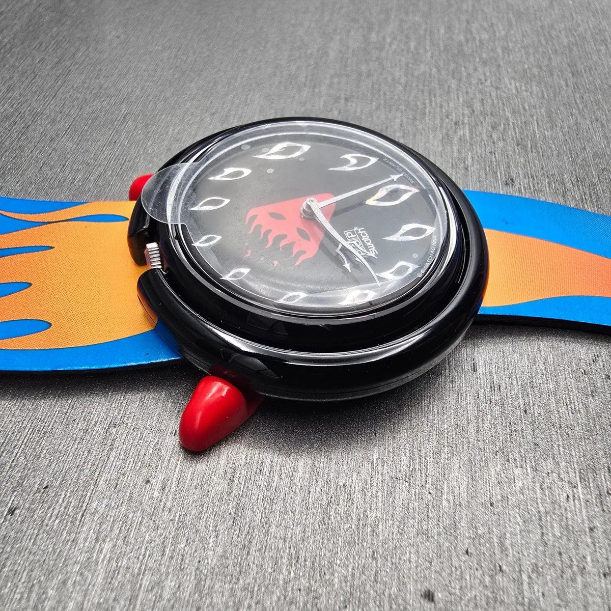 Swatch Pop Hot Stuff Watch Men 40mm Black Dial Black PMB103 New Battery NOS CH6