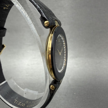 Raymond Weil Othello Watch Women 24mm Black Dial Gold Tone Round 1272 New Batt3