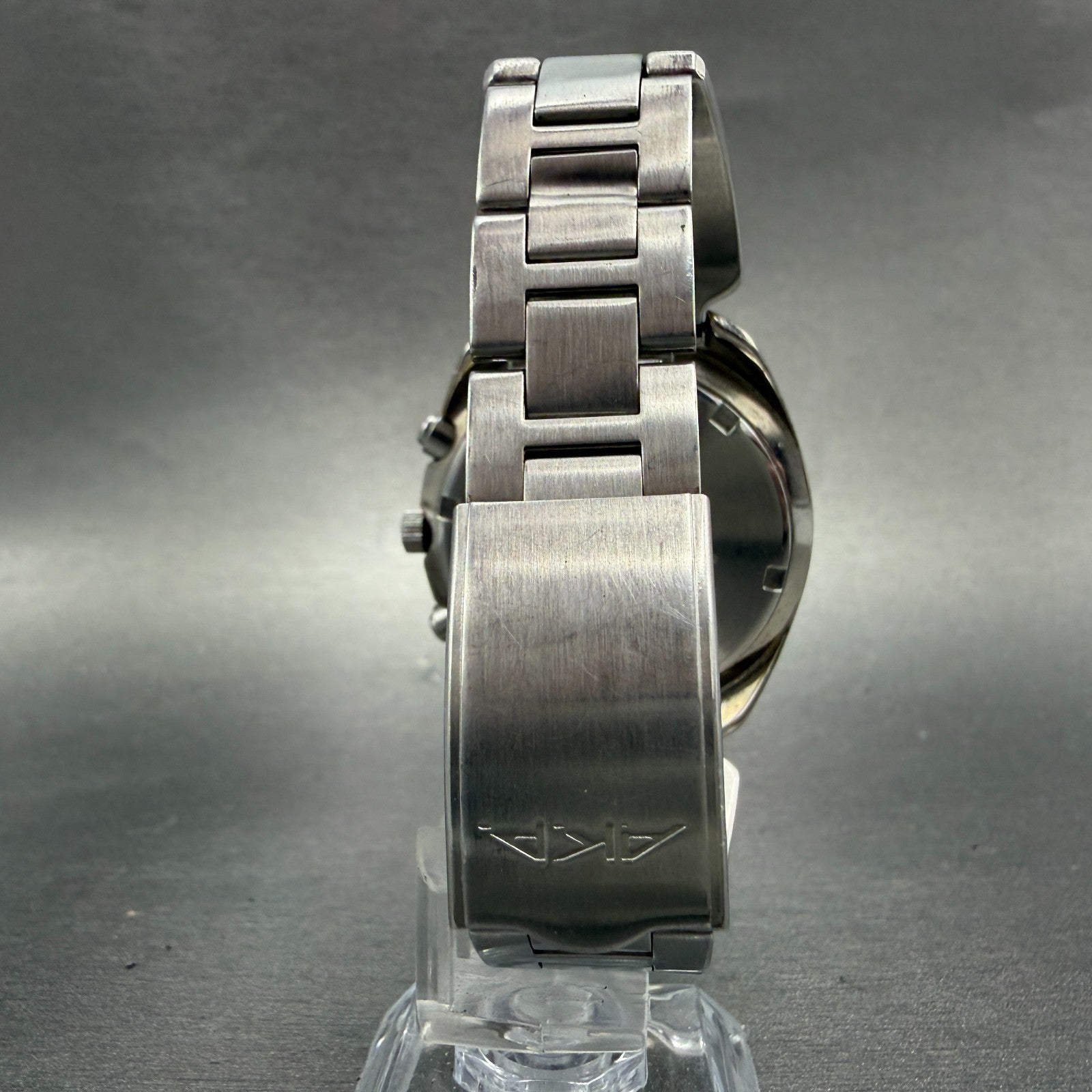 Seiko ALAB AKA Chronograph Watch Men 40mm Yellow Dial Steel Date V657-6030 Runs36