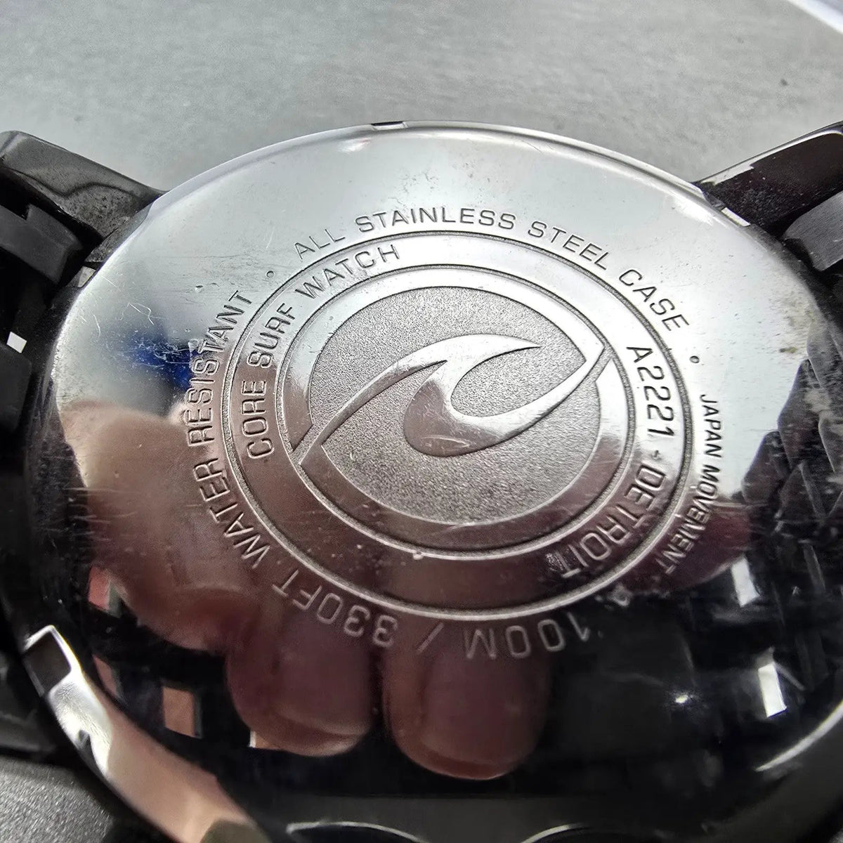 Rip Curl Detroit Watch Men 50mm Black Dial Black Tone Date Round New Battery9
