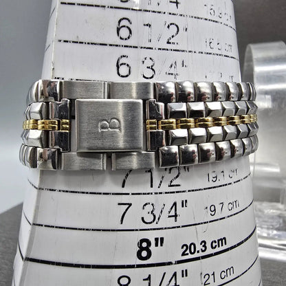 Bulova Watch Men 34mm White Dial Two Tone Daydate 98C02 Round VTG PARTS11