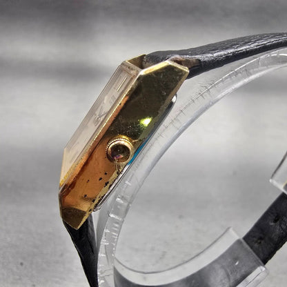 Seiko Watch Women 18mm Gold Dial Gold Tone Rectangle 4720-3020 New Battery VTG2