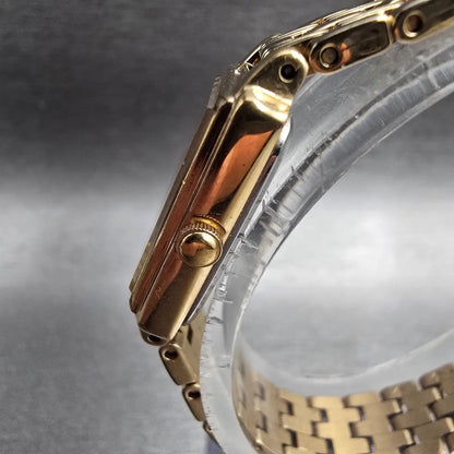 Seiko Tank Watch Women 17mm Champagne Dial Gold Tone Rectangle 1N01-0FH0 NewBatH2