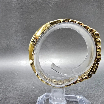 Seiko Solar Watch Women 23mm Gold Dial Gold Round Crystal Bezel V115-0AP0 Runs6