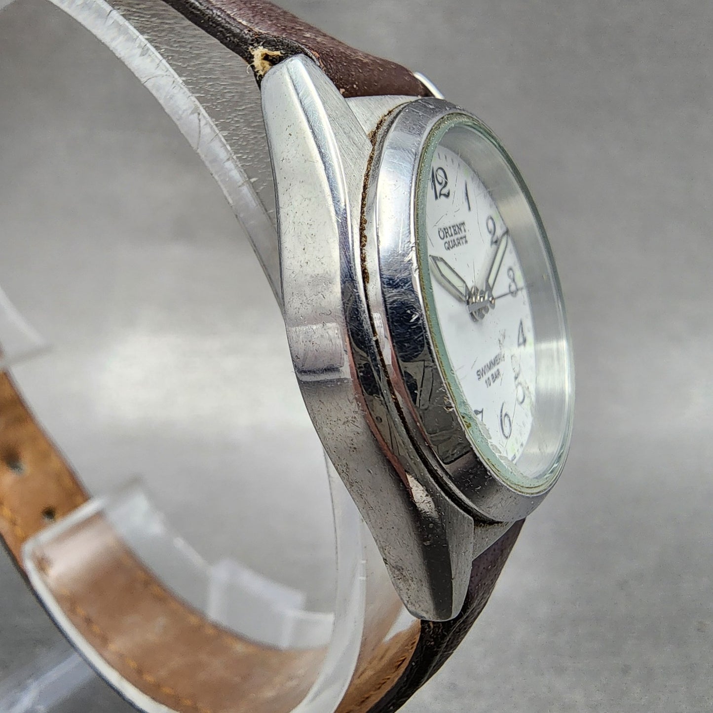 Orient Swimmer Watch Women 27mm White Dial Silver Tone Round New Battery VTG3