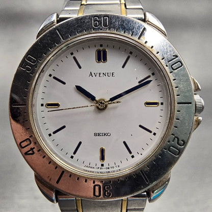 Seiko Avenue Watch Women 28mm White Dial Silver Tone Round 1F21-0D10 New Batt LP1