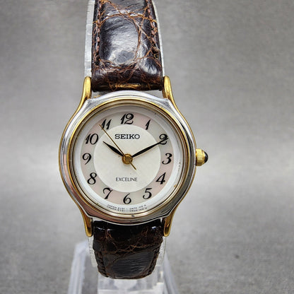 Seiko Exceline Watch Women 23mm MOP Dial Two Tone Round 2j310a50 New Battery0