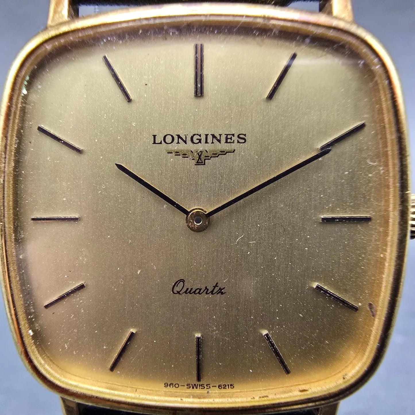 Longines Watch Men 30mm Gold Dial Gold Tone Rectangle 960 6215 New Battery1