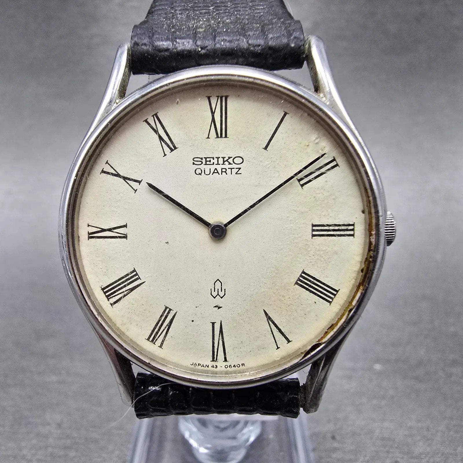 Seiko Watch Men 33mm White Dial Silver Tone Round Vintage 43-0091 PARTS NINJK0