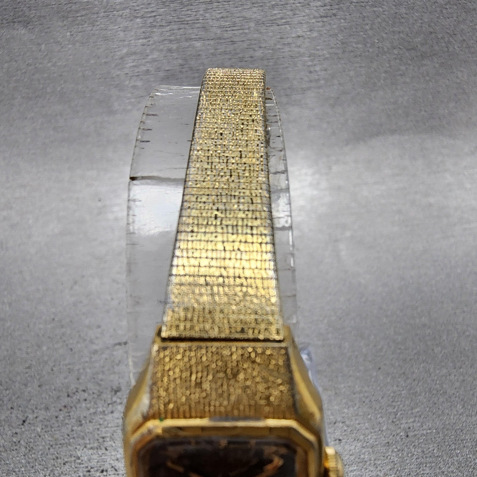 Seiko Tank Watch Women 17mm Brown Dial Gold Tone Rectangle 54205019 New Batt AB4