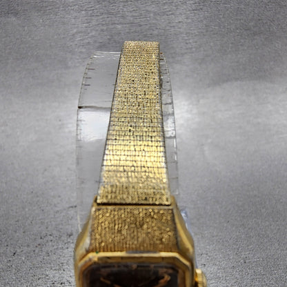 Seiko Tank Watch Women 17mm Brown Dial Gold Tone Rectangle 54205019 New Batt AB4