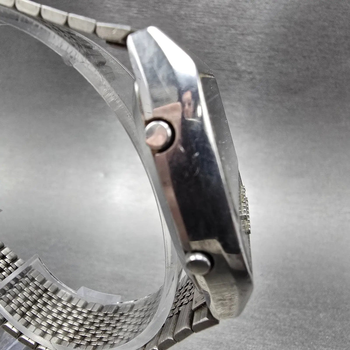 Seiko Calculator Watch Men 35mm Black Silver Alarm C359-5000 PARTS VTG4