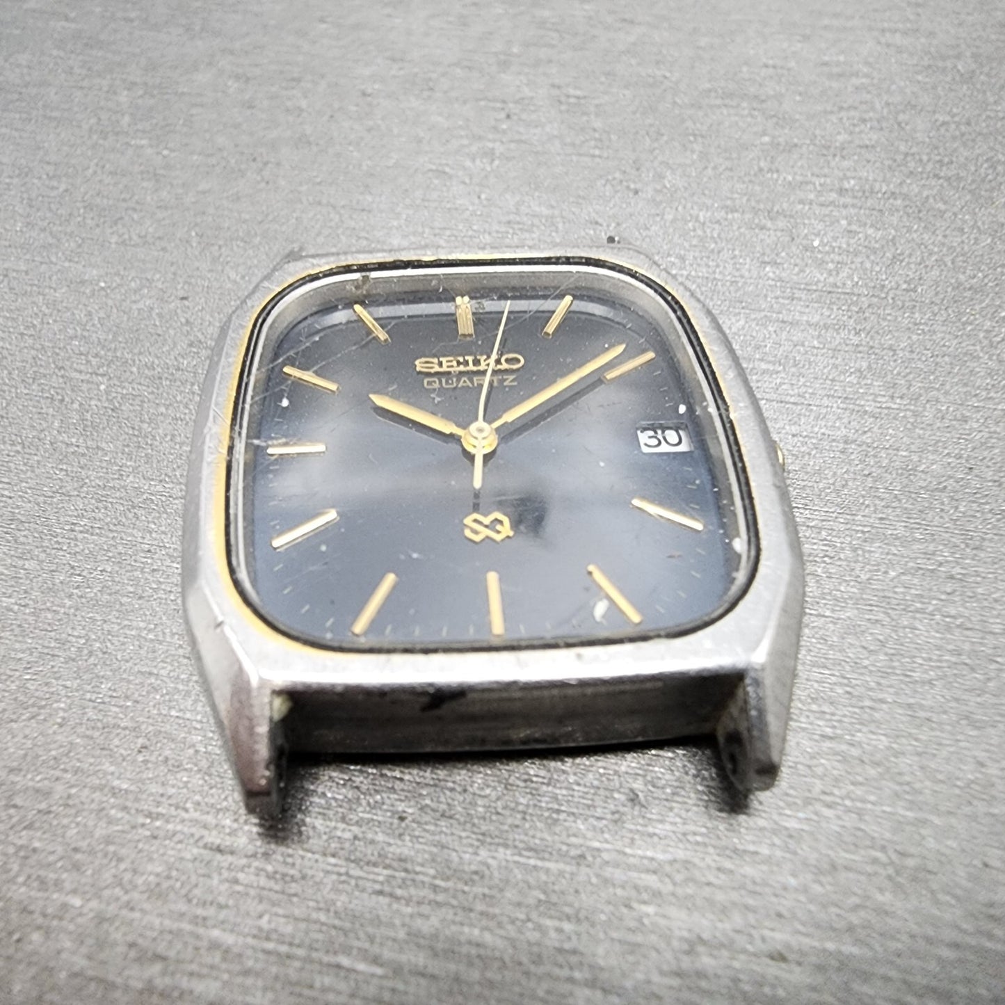 Seiko SQ Watch Men 32mm Blue Dial Steel Date Rectangle 8122-5039 PARTS