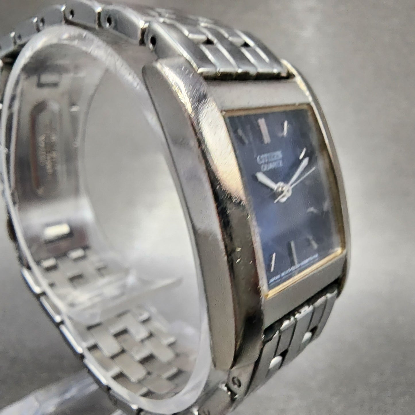 Citizen Tank Watch Women 21mm Blue Dial Silver Tone Rectangle New Battery3