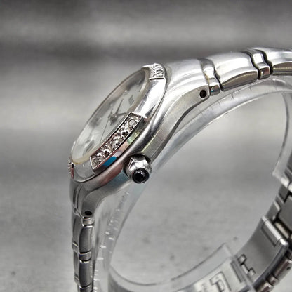 Bulova Watch Women 26mm MOP Dial Silver Tone Date Diamonds Round New Batt 96R101