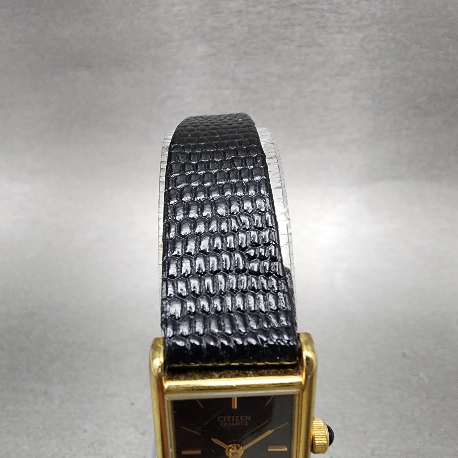 Citizen CQ Tank Watch Women 17mm Black Dial Gold Tone Rectangle New Battery4